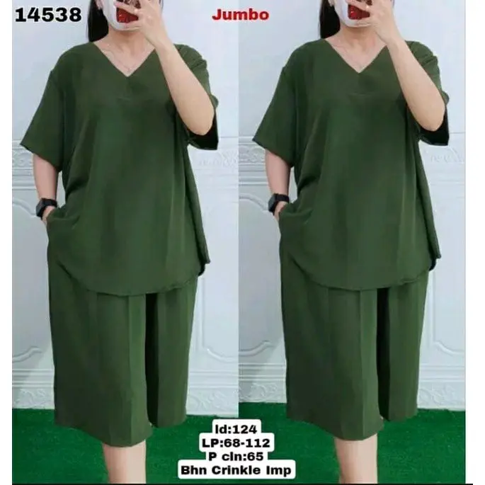 Setelan Andin Murah Terbaru Crinkle Airflow - Bahan Adem dan Tidak Nerawang Wanita Celana Atasan Dewasa 3