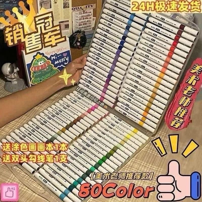 Hộp Bút Màu Acrylic 80 Bút Đa Dạng Màu Sắc Thoả Sức Cho Bé Sáng Tạo