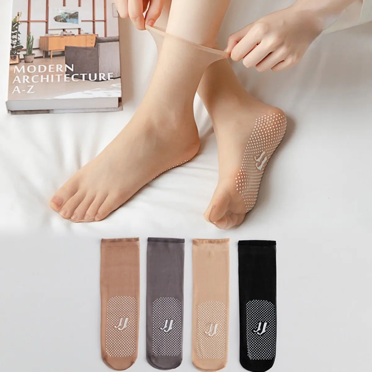 Tất Lụa Ngắn, Dành Cho Nữ, Không Trơn Trượt, Vô Hình Và Trong Suốt, Vớ Mát Xa Chân, Chống Móc, Phân Phối