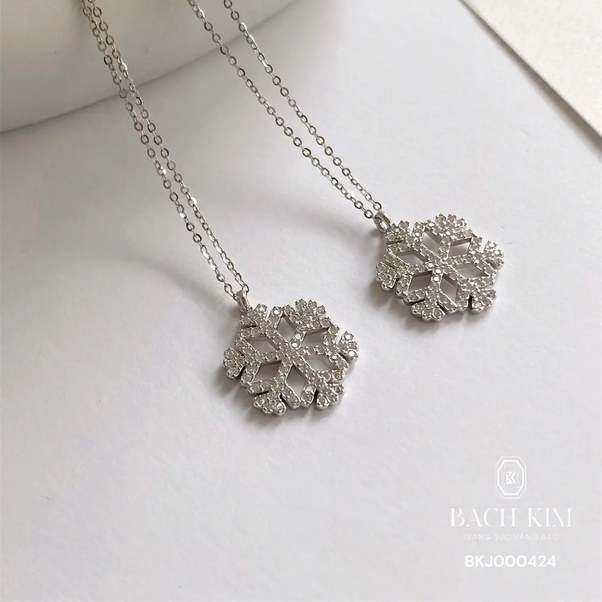 Dây liền mặt bông tuyết lớn bạc 925 xi kim cao cấp