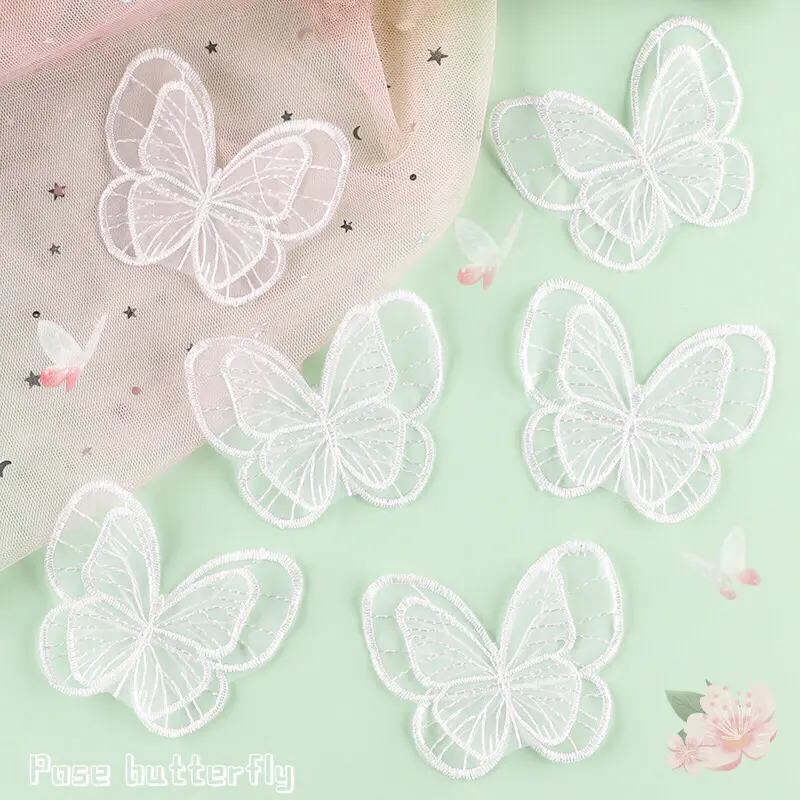 Sticker, miếng vá sửa chữa, miếng vá trang trí khâu, may lên quần áo rách, trang trí khăn, túi, ..(Bướm,hoa,nơ ren) 1