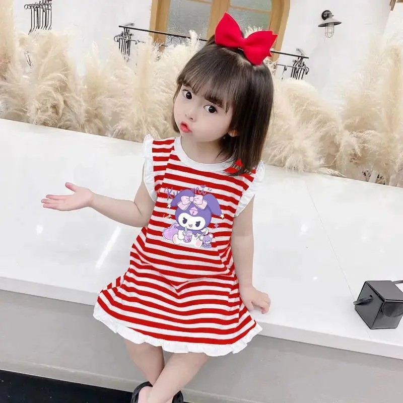 Váy Sọc, Hàng Mới Về, Áo Thun, Phong Cách Hàn Quốc, Thời Trang, Thích Hợp Cho Trẻ Em, Váy Không Tay Thường Ngày Cho Bé Gái, Mặc Mùa Hè