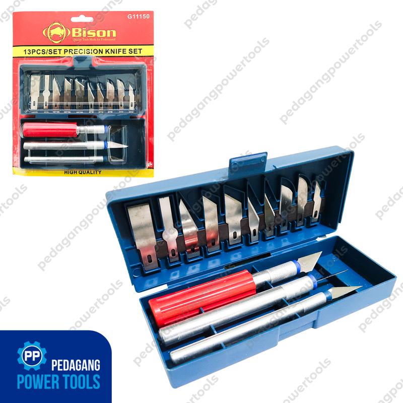 BISON PISAU UKIR SENI SET 13 PCS TOOL KIT ALAT PAHAT KAYU HOBBY KNIFE 0