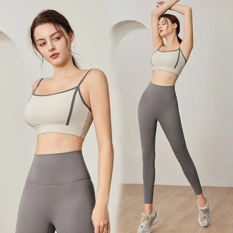 Giảm giá mùa hè, SHQX Bộ Đồ Tập Yoga, 2 Món, Áo Ngực Tích Hợp, Áo Ngực Thể Thao Và Quần Legging, Nhanh Khô, Thoáng Khí, Trang Phục Tập Luyện Luyện, Dành Cho Nữ