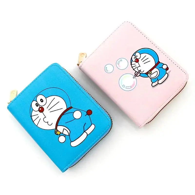 Ví PU hoạt hình, chủ đề Doraemon, dành cho bé gái và bé trai, với thiết kế mèo Dingdang, ví đựng tiền Xu Thích hợp cho học sinh, túi đựng thẻ, chủ thẻ trẻ em