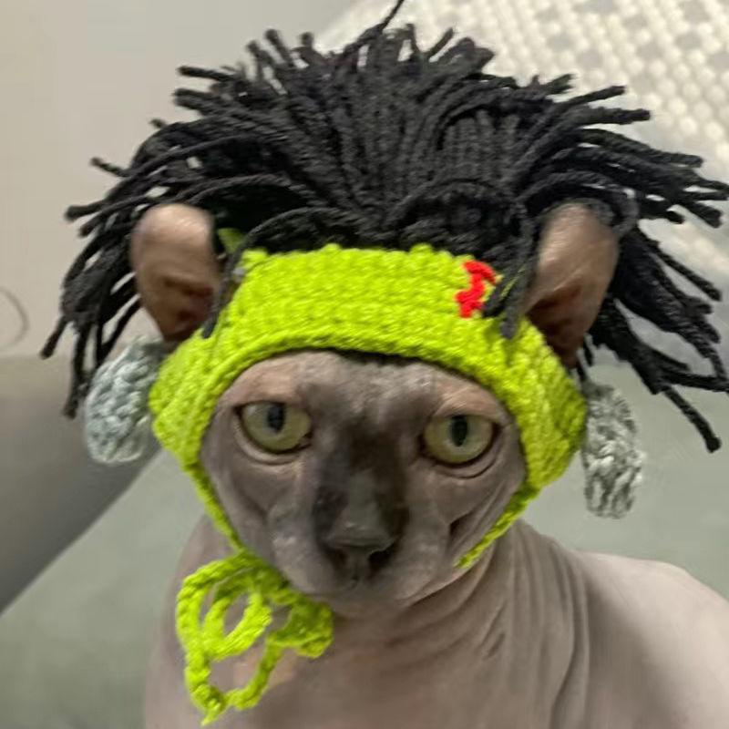 Product Introduction of Che Đầu Mèo Sphinx, Mèo Không Lông, Mũ Vui Nhộn Mèo Punk Mũ Tiệp Lộn Cho Thú Cưng Afro, Thích Hợp Cho Chó 1