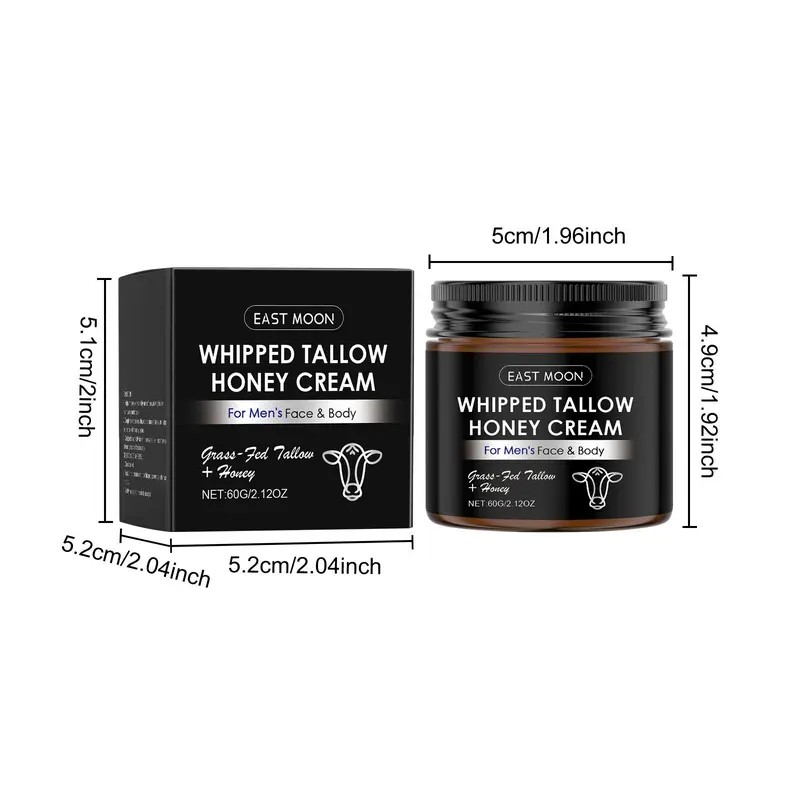 Whipped Tallow Honey Men's Skin Care Cream, 2 Counts/set Moisturizing & Nourishing Face Cream, Hydrating Face Lotion for Men, Daily Skincare Product for Men 1