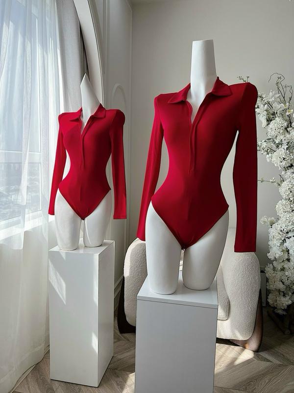 Body suit nữ tay dài dây kéo ngực SHE SLAY - ZOE SUIT