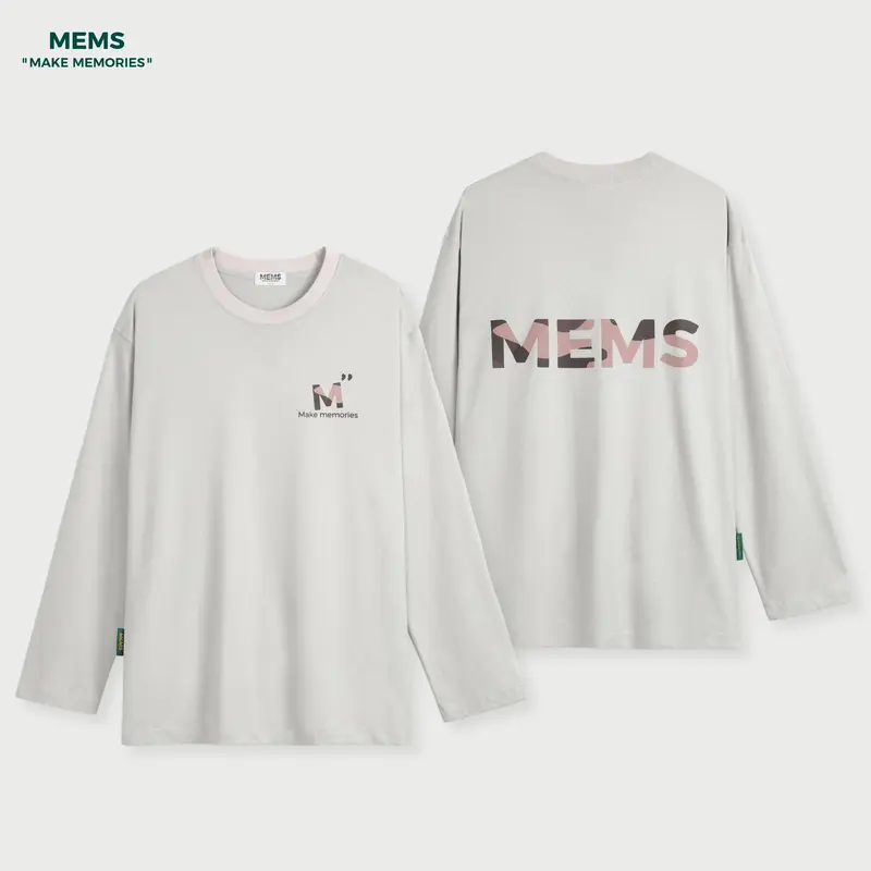 Moutain long sleeves | MEMS Áo thun cotton nam nữ tay dài cổ tròn in logo màu thiên nhiên 7