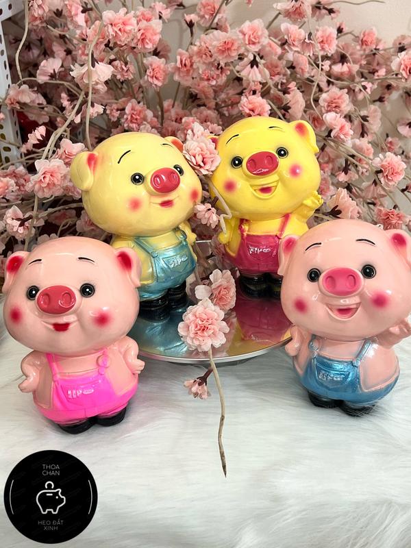 HEO ĐẤT Yếm cute SIZE MINI 17*13*12 tiết kiệm tiền, decor trang trí, quà tặng,.... mẫu mới 2023 THOA CHAN - HEO ĐẤT XINH Ống Tiết Kiệm Đựng Tiền Ống Heo