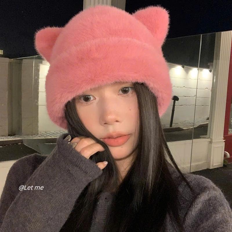  TMX119 Mũ Len Tai Mèo Ấm Áp Phong Cách Thời Trang Cho Nữ Hat Cap Size Đầu To 56-58cm 