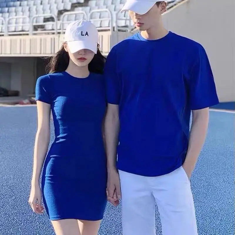 Couple's Clothing Summer One-Piece Dress New Tight Dress Short Sleeve Your T-shirt and My Dress