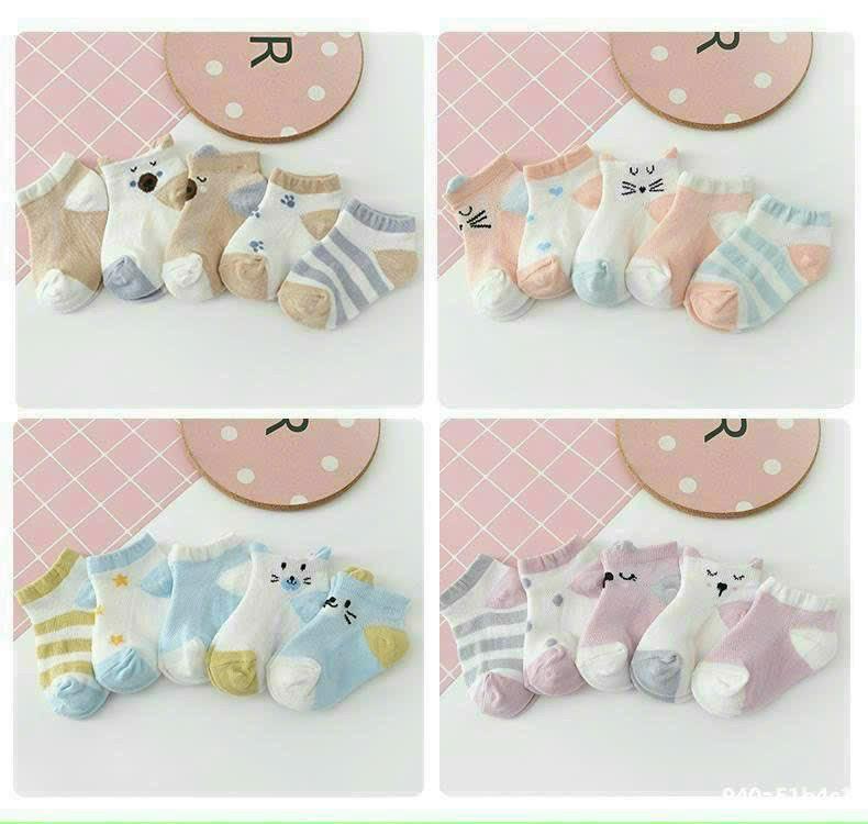 Set 5 đôi tất chân Kid Sock cho bé từ 0-14kg CUBONSHOP terylene động vật in