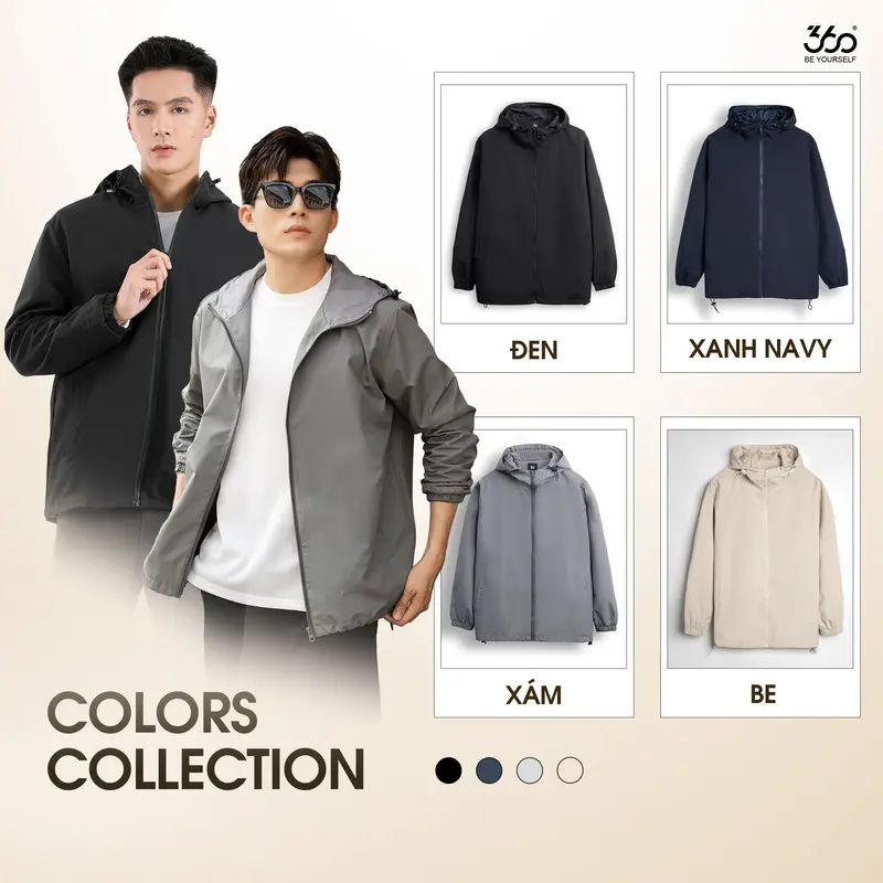 (Tặng ngay VOUCHER 100K  khi mua 2 áo) Áo khoác gió nam nữ Unisex 360Boutique khoác dù form rộng chống nước nắng có mũ có bigsize Jacket - AKGOL418 Menswear 4