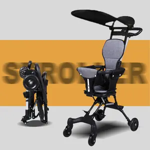 VBABY-Q1 Magic Stroller Baby 2 Way Travel Lightweight Foldable Bayi Roda Cabin Newborn Infant Dorong Dorongan Merah dengan 4 Roda Karet & Sandaran Kepala Plastik