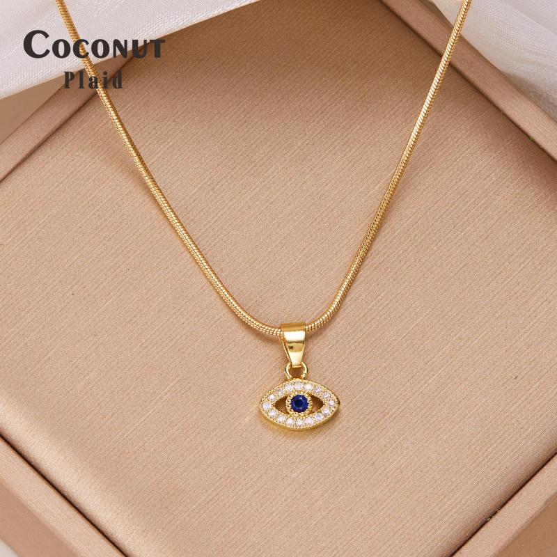 【CPD】จี้ตาเพชรทั้งตัว ดีไซน์ใหม่ตาปีศาจ สไตล์ยุโรปและอเมริกา สร้อยคอเหล็กไททาเนียม สร้อยข้อมือดึงช่อ