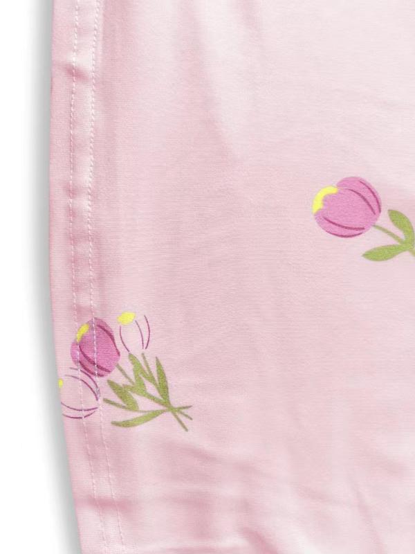 【Plus Size】 Floral Print Short Sleeve Tee & Ruffle Trim Shorts Pyjama Set, Pyjamas for Women, Round Neck T-shirt & Elastic Waist Shorts Pj Set, Women's Sleepwear for Spring & Fall, Women Nightwear, Lounge Set for Women, Pajama Sets Women, Pajamas 8