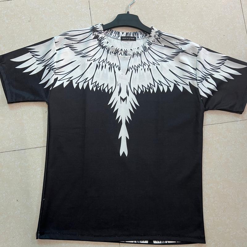Áo Phông Cánh Chim Đại Bàng Trắng Unisex Nam Nữ Chất Vải Poly Thiết Kế Cổ Tràn Hai Mặt Hot 2023 Cổ tròn Màu đen