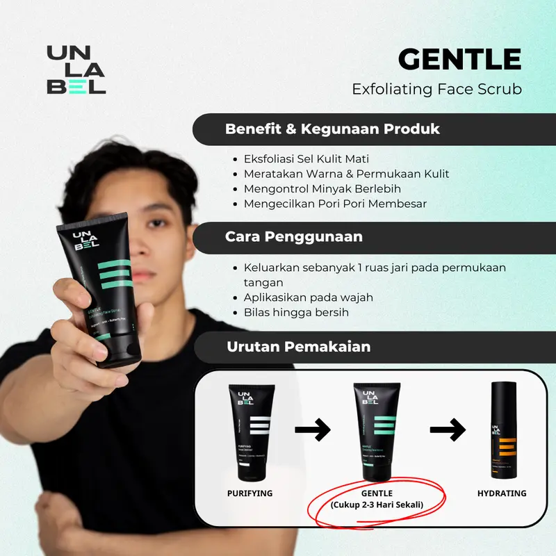 UNLABEL - Gentle Exfoliating Face Scrub 100 ml (Eksfoliasi Wajah Mengatasi Kusam dan Angkat Komedo , Mencerahkan , Mengangkat Sel Kulit Mati, Kontrol Minyak Berlebih, Meratakan Tekstur Wajah) / Facial Scrub 4