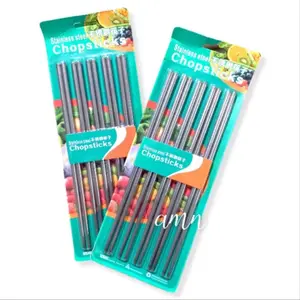 Sumpit stainless steel 10pcs/chopsticks stainless steel Set sumpit besi 1 set chaps sticks