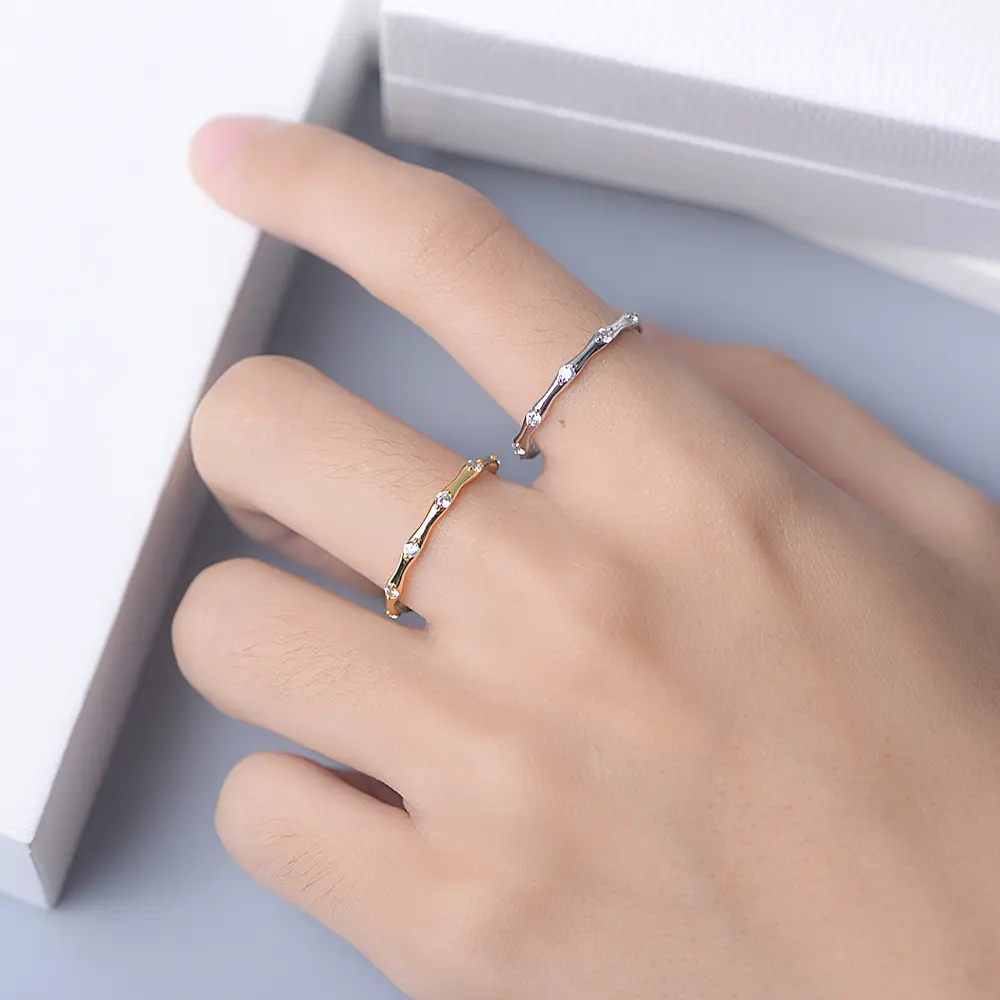 high quality Delicate Zircon 925 stelring silver 14k gold plated wedding Ring for women