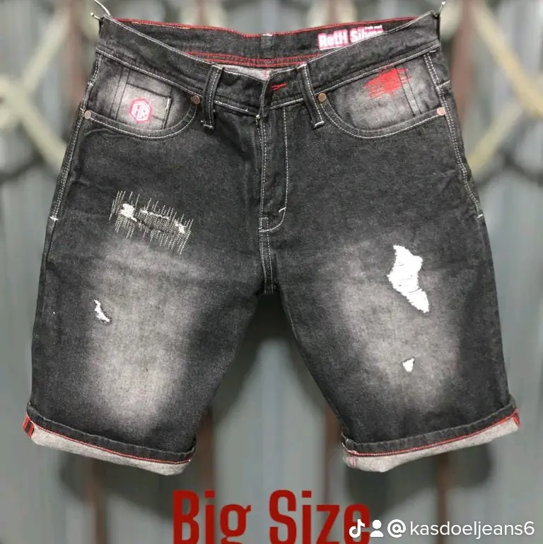Celana Jeans Sobek Pendek Pria Denim Distro Premium  34 35 36 37 38 39 Santai 1