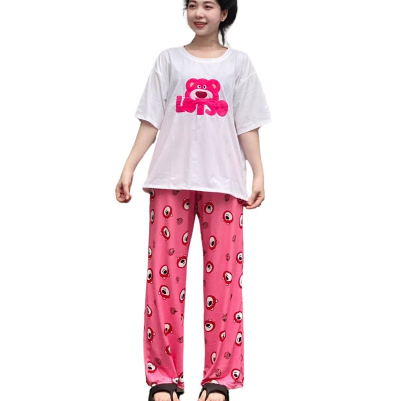 Product Introduction of Đồ Bộ Nữ Bigsize Quần Ống Suông Rộng Có Size đến 85kg Hình Thêu Gấu Lotso ESHOP Set bộ thời trang phù hợp với mọi lứa tuổi Áo Top Women 4