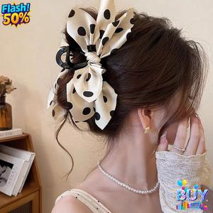 กิ๊บติดผมโบว์ใหญ่ลายจุดฝรั่งเศสอ่อนโยน สำหรับผู้หญิง กิ๊บติดผมระดับไฮเอนด์ใหม่ กิ๊บติดผมฉลาม ดีไซน์สวย ทันสมัย ราคาไม่แพง หรูหรา พร้อมสต็อก 2025
