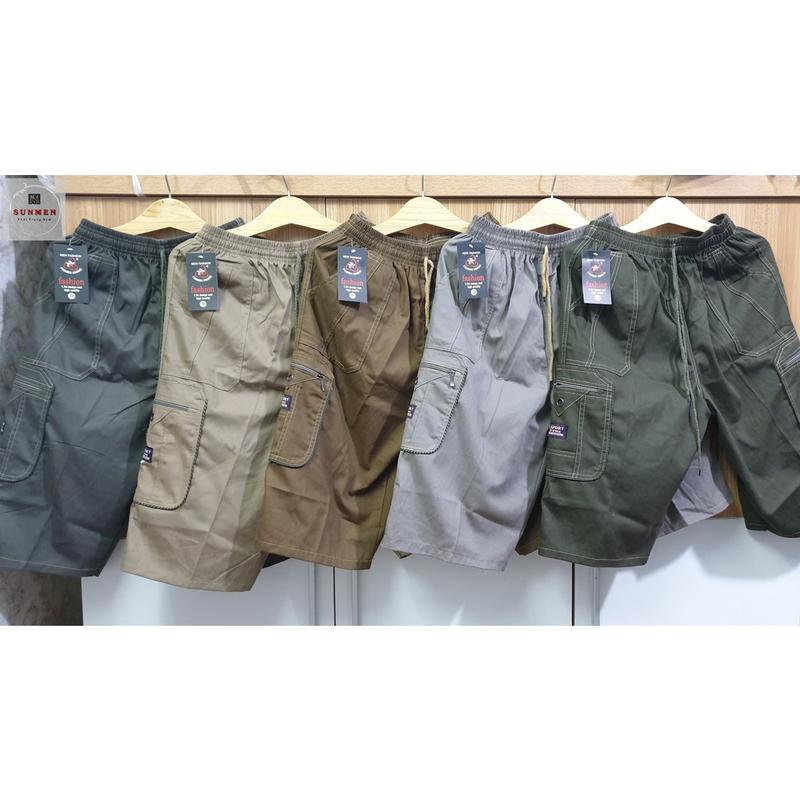 Quần Short Nam Kaki Lụa Cong Túi Hộp Lưng Thun Co Giãn From Rộng Trung Niên Có Túi Khóa Kéo SUNMEN Size Từ 50-90kg Menswear Quần Lửng quần  short quần  short
