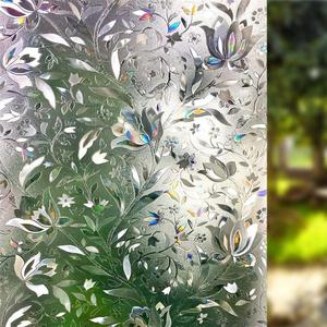 Tulip Pattern Window Privacy Film, Static Decorative Window Film, Anti-UV Sun Blocker Heat Control Stained Glass Window Sticker for Home Decor