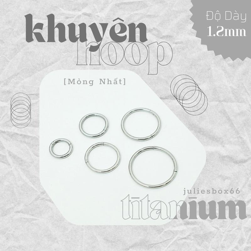 1 CHIẾC XỎ Khuyên Tai HOOP Tròn Dày 1.2MM Xỏ Nam Nữ Hình Unisex Julies Box 66 Không Ngứa Không Gỉ