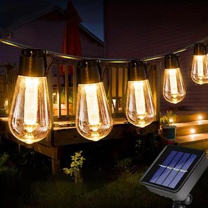 Luz de cuerda alimentada por energía solar, impermeable para decoración exterior, luz de hadas vintage para muebles de jardín para patio, gazebo, porche, camping