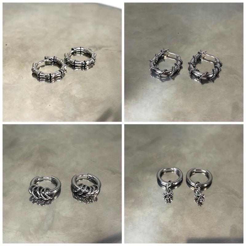 Khuyên tai tròn kiểu chrome heart thép không gỉ Titan Women