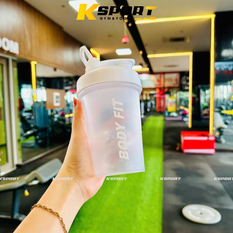 Bình Nước, Bình Lắc Whey Dung Tích 450ml Kèm Con Lắc Lò Xo, Bình Nước Thể Thao Chất Liệu PP5 Có Vạch Chia ml 1