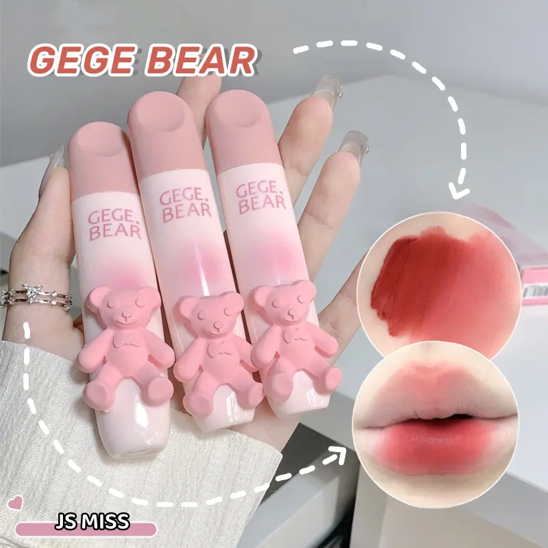 Gege bear ลิปสติก เนื้อแมตต์กํามะหยี่ลายหมี ติดทนนาน กันน้ํา และกันเหงื่อ สีสดใส ไม่ทัชง่าย สินค้าขายดี พร้อมส่ง ราคาถูก สินค้าฮิตในTIKTOK เบลอปากสวย เกลี่ยง่าย สีชัด