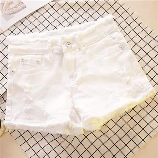 Quần Soóc Denim Co Giãn, Cạp Cao, Ôm Sát, Màu Đen Và Trắng, Phong Cách Hàn Quốc, Gợi Cảm, Quần Hot Mặc Trong Biến Mất, Dành Cho Nữ, Mặc Mùa Hè 8