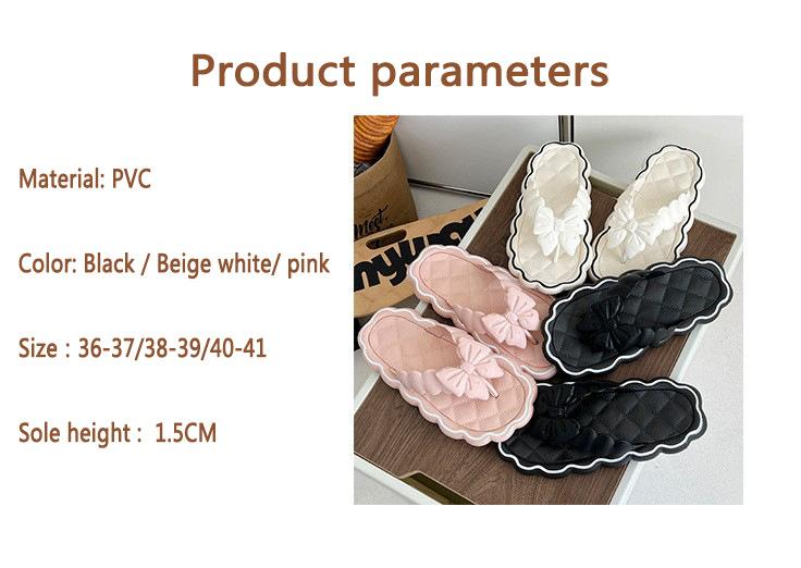 Product Introduction of Summer lace slippers, flip flops, fairy style, sweet and elegant, wearing bow shaped flip flops on the beach, cool slippers Walking Shoes Footwear Women Girl Shoes Comfort Sandal Decor Weight 1