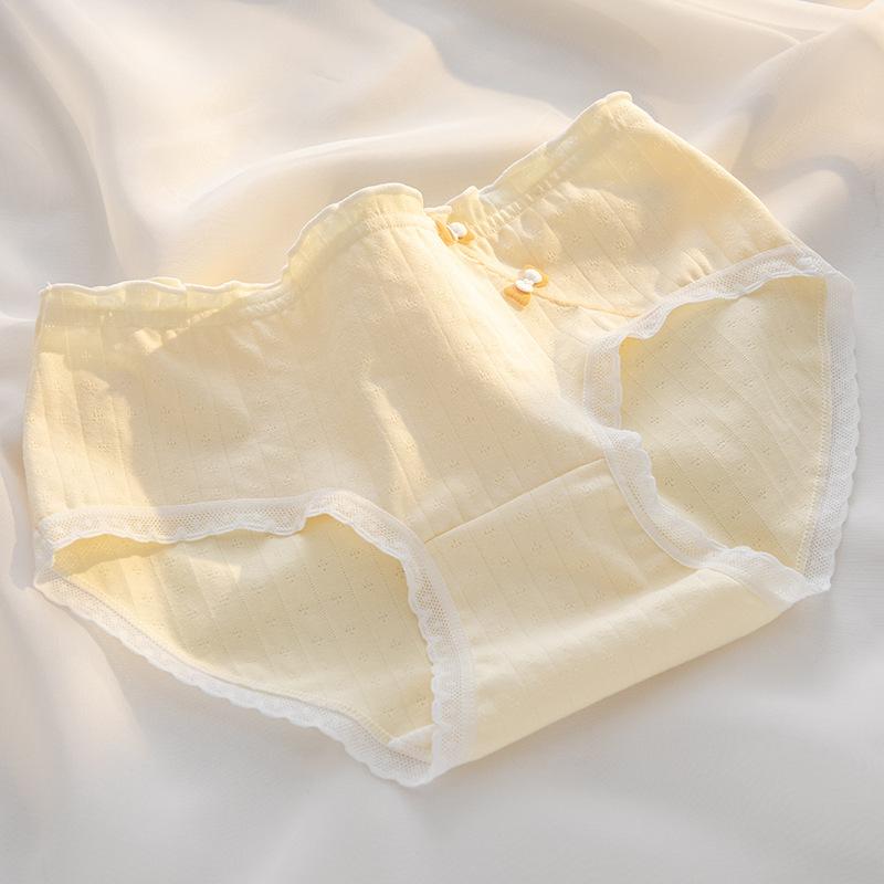 Set 5 quần lót nữ cute cao cấp cotton dệt kim thông thoáng họa tiết nơ chéo dễ thương Women 5