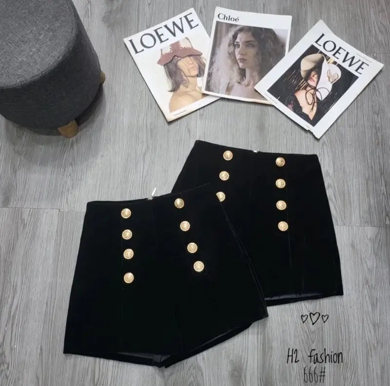 Quần short nhung 8 khuy lưng siêu cao, siêu tôn dáng, phối gì cũng xinh MS70 Nữ Women 3