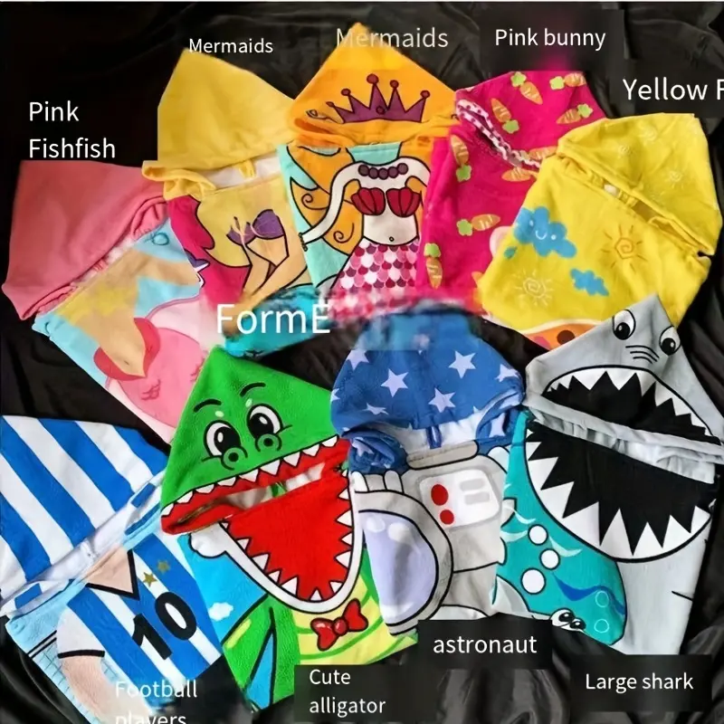 Adorable Cartoon Hooded Bath Towel for Youngsters - Soft, Absorbent & Cozy with Cute Designs - Perfect Gift for Boys & Girls 6