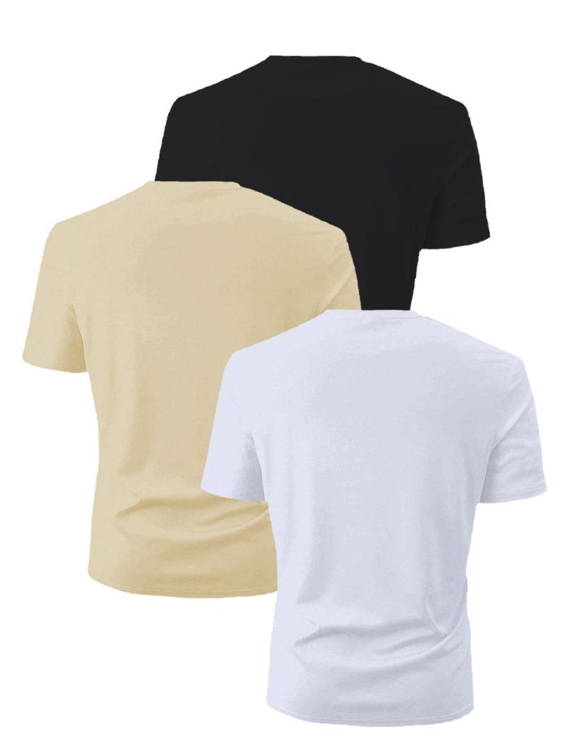 Product Introduction of Men's Solid Color Short Sleeve Tee, Regular Fit Casual Basic T-shirt for Summer, Men's Top for Daily Wear 8