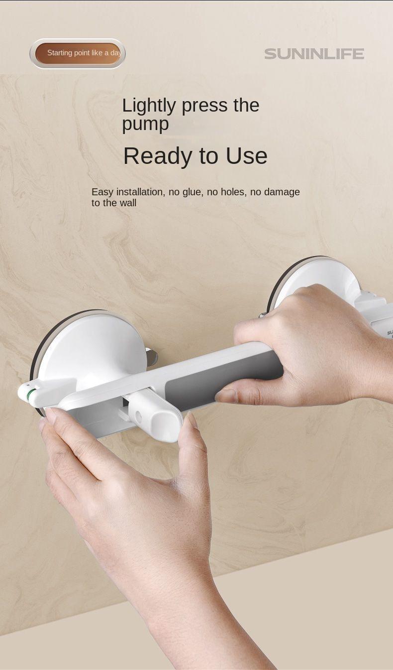 Product Introduction of Bathroom Grab Bar, Anti-Slip Shower Rail, No-Drill Suction Cup Anti-Fall Handle 5