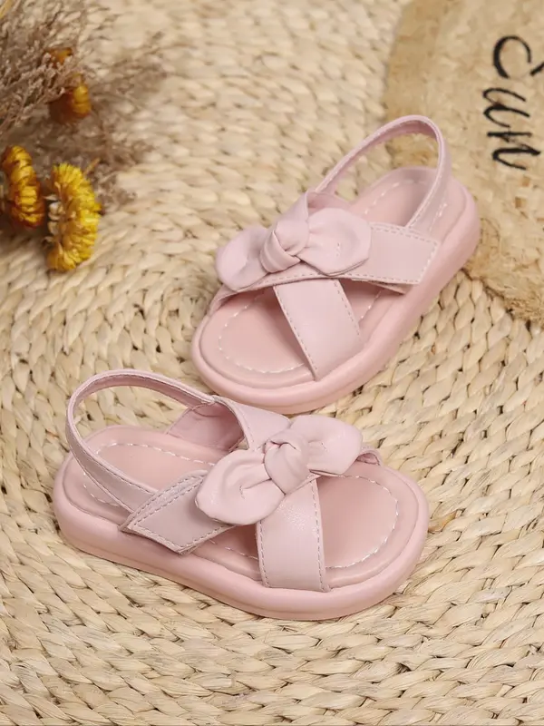 Girl's Cute Bowknot Design Slip on Sandals, Casual Comfortable Flat Sandals for Summer, Lightweight Breathable Shoes for Daily Wear 6