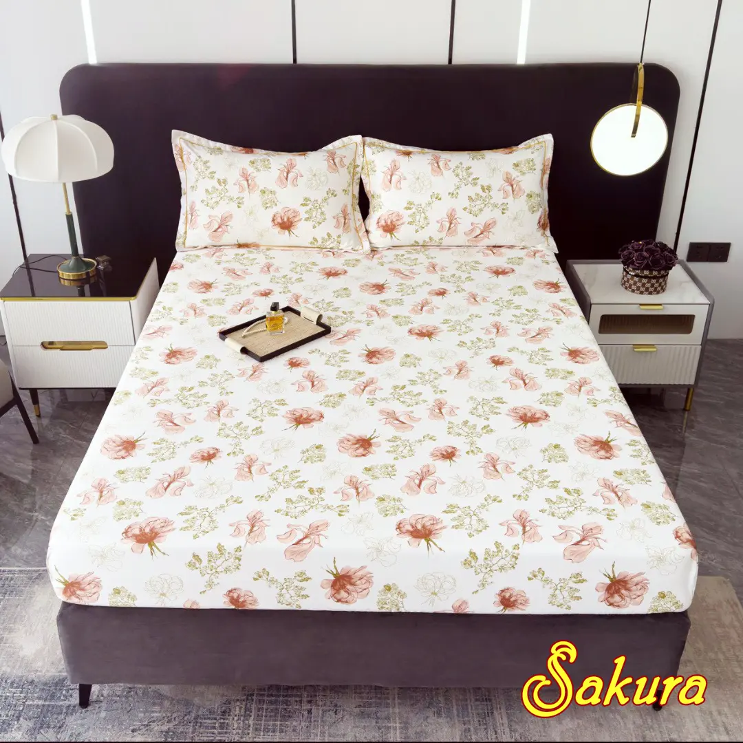 Lẻ Ga Giường Lụa Thái (KHÔNG KÈM VỎ GỐI, VỎ CHĂN) - Drap m2/m4/m6/m8 thay thế, Vải Nhập Khẩu, Drap Bo Chun Sẵn - Sakura Bedding