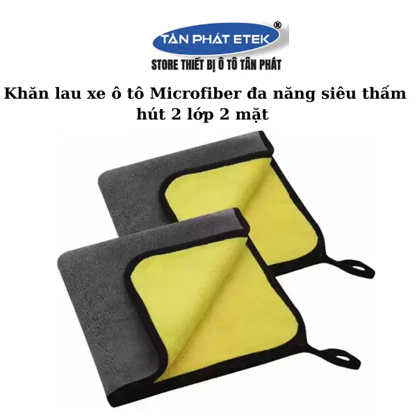 Khăn lau xe chuyên dụng ô tô Microfiber đa năng 2 lớp 2 mặt siêu thấm hút Phụ Kiện