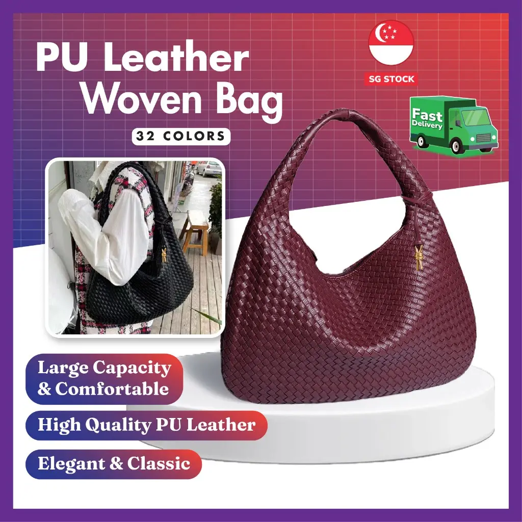 Trendy Large Capacity Woman PU Leather Woven Bag Handwoven Colorful Selections