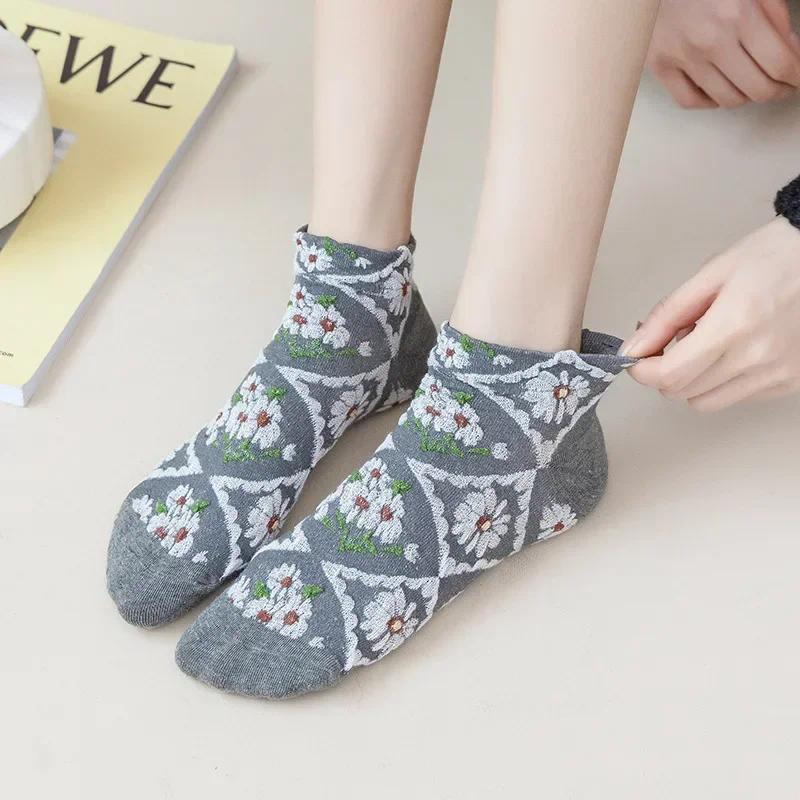 Korean-Style Embossed Cotton Socks Comfort vs Durability Trade-offs — view 2
