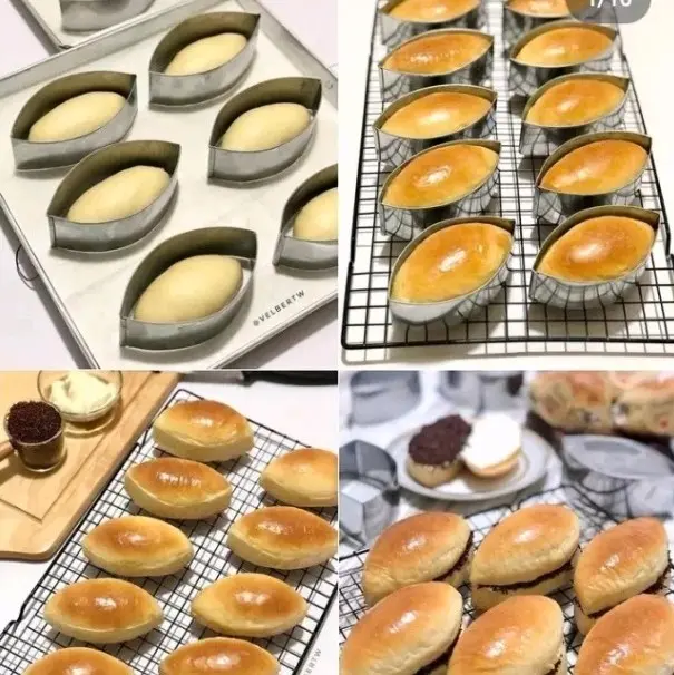 Isi 12 pcs cetakan ring roti oval runcing / ring roti motif mata air / ring roti hotdog