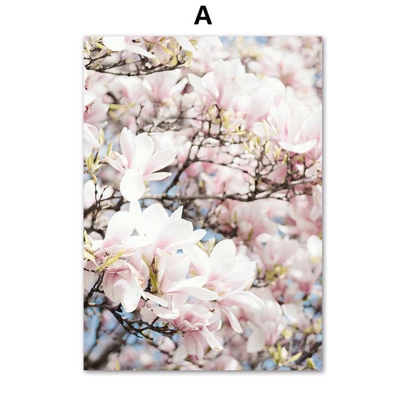 Pink Cloud Peony Flower Beach Door Street Wall Art Canvas Painting Nordic Posters And Prints Wall Pictures For Living Room Decor 2