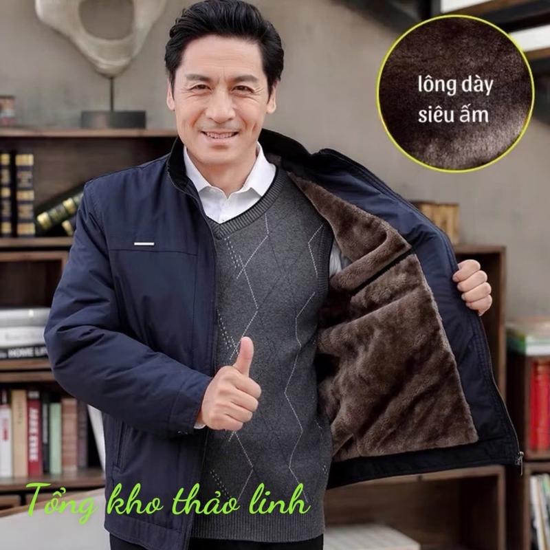 Áo Khoác Phao Nam Trung Niên Lót Lông Dày Dặn Tặng Bố , Tặng Ông, Tặng Chồng BỀN - ĐẸP - SANG TRỌNG Hàng Loại 1. Tết Xmas Đen Jacket Menswear  bố là số 1